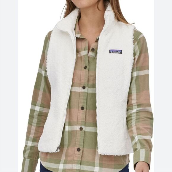 NWT Patagonia Los Gatos Vest For Girls In Birch White Size 14